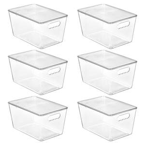 Vtopmart 6 Pack Clear Stackable Storage Bins with Lids, Large Plastic Containers with Handle for Pantry Organi