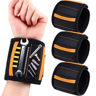 Kigeli 4 Pcs Men Magnetic Wristband Gifts for Holding Screws Men Adjustable Tools Holder Belt with 15 Magnets 