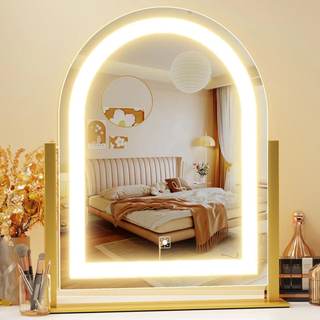 Gvnkvn Arched Makeup Vanity Mirror with Lights 17.2" LED Makeup Mirror Detachable 10X Magnification, Hollywood
