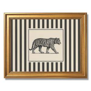 Gold Framed Vintage Tiger Wall Art Black and White Striped Wild Animal Poster Retro Jungle Big Cat Wildlife Ca