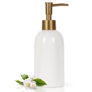 Natheeph 14OZ Ceramic Soap Dispenser Bathroom/Kitchen Can Fill Liquid-White | Ceramic Soap Pump Dispenser Bott