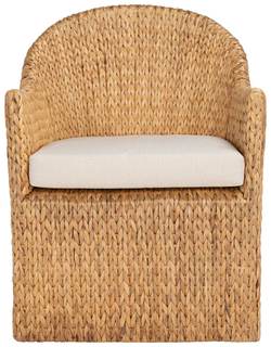 Safavieh Couture Home Collection Solomon Rattan, Natural/Beige Cushion Water Hyacinth Dining Chair (Fully Asse