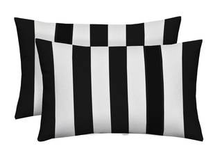 RSH DECOR Outdoor Pillows Black and White Striped Lumbar Pillow Set of 2, 12x20 Decorative Accent Pillows for 