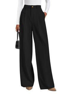 PRETTYGARDEN Women's Tailored Wide Leg Work Dress Pants | High Waisted Flowy Business Casual Palazzo Pants, Pr