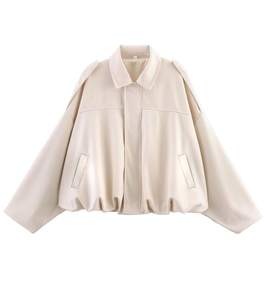 Womens Faux Suede Bomber Jacket Oversized Long Sleeve Cropped Coat | Lightweight Going Out Suede Jackets, 2 Po