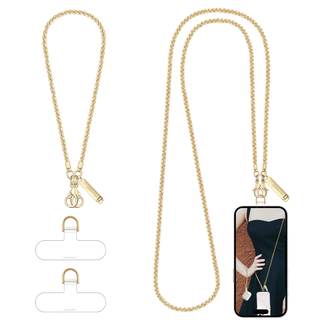 Metal Phone Chain, Crossbody Detachable Phone Lanyard with 1*Wrist Strap & 2* Tether Tabs for iPhone and Smart