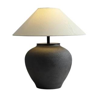 Farmhouse Table Lamps Black 18.8" Tall Ceramic Table Lamp Rustic Southwestern Clay Pot Ceramic Lampshade with 