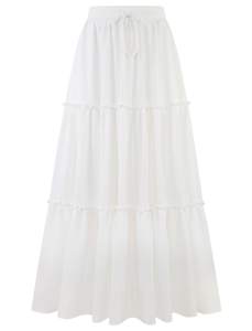 Arolina Women's Summer Maxi Skirt Trendy High Waist Pleated Ruffle Long Skirts Flowy Beach Boho Skirt Dress wi