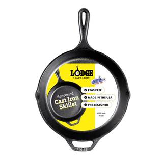 Lodge Seasoned Cast Iron Skillet 10.25 Inches - PFAS-Free, Non-Toxic Cookware - Use with an Oven, Stove, Grill