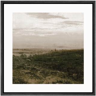 SIGNWIN Framed Canvas Print Wall Art Cloudy Stormy Brown Countryside Landscape Nature Wilderness Illustrations