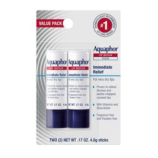 Aquaphor Lip Repair Stick, Moisturizing Lip Balm Pack, Relieves Dryness, 0.17 Oz Stick, Pack of 2 | Lip Balm M