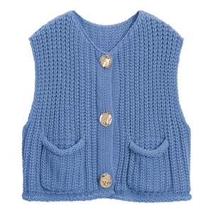 Hixiaohe Womens Crochet Chunky Knit Top Sleeveless Button Down Crop Tops Trendy Cardigan Sweater Vest for Wome