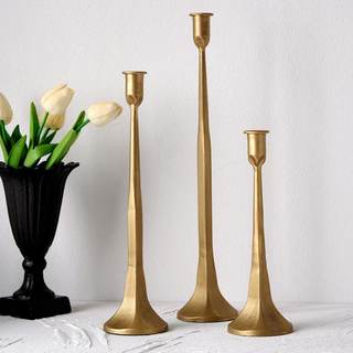 Denique Iron Taper Candle Holder Set of 3, Gold Candlestick Holders Decorative Candle Stand, Tapered Candle Ho