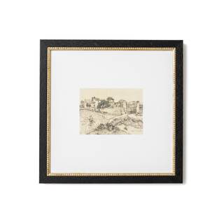 Petal Lane Small Vintage Framed Wall Art - Tuscan Village Canvas 11x11 | Antique Gold Frame, Ready To Hang, Ga