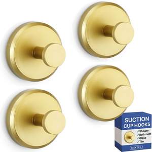 HOME SO Suction Cup Hooks for Shower & Bathroom Towel Holder 4-Pack – Suction Cups Hooks for Hanging Towels, R
