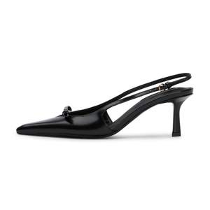 Mattiventon Kitten Heels with Bow Closed Toe Slingback Heels | Pointed Toe Slingback Heels for Women Ankle Str
