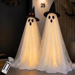 2Packs Halloween Decorations Outdoor,Halloweens Party Decoration Indoor,Spooky Ghost with Remote Control Strin