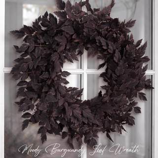 Fall Decor - Fall Wreaths for Front Door - 24 Inch Plum Leaves Wreath | 24 Inch Cimicifuga Leaves Wreath,Autum