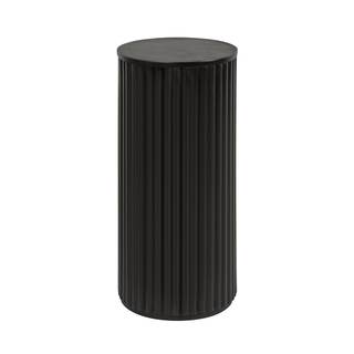 Kate and Laurel Reid Modern Wooden Ribbed Drink Table; 10 x 10 x 22; Black; Solid Wood Mini Table for Use as P