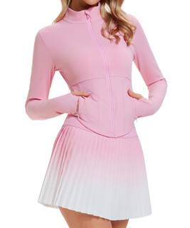 AFZ Two Piece Tennis Skirts Set for Women Long Sleeve Zip Up Workout Jacket with Pleated Mini Skirt Golf Pickl