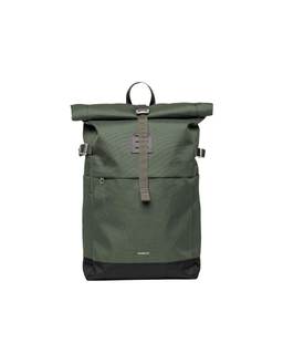 Sandqvist Men's Icon Medium Rolltop Backpack, Dawn Green With Dark Brown, One Size Dawn Green With Dark Brown 