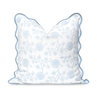 Hofdeco Premium Coastal Patio Indoor Outdoor Scalloped Throw Pillow Cover Only, 20"x20" Water Repellent for Ba