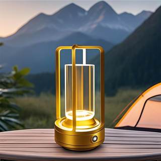 Outdoor Table Lamp, 4000mAh Rechargeable Battery Cordless lamp(Gold) | 3 color stepless dimmable, touch contro