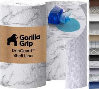 GORILLA GRIP DripGuard Shelf Liner, Non-Adhesive Drawer and Kitchen Cabinet Protector, Strong Grip Slip Resist