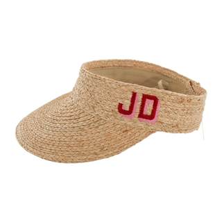 Personalized Straw Visor – Embroidered Monogram Sun Hat for Women, Adjustable Wide Brim Summer Hat, Custom Gif