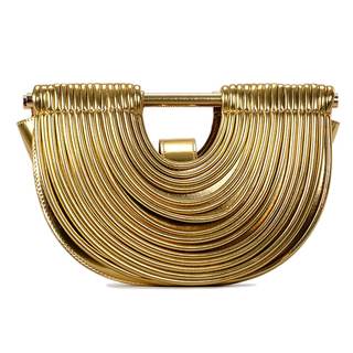 CUXVA Clutch Purses for Women Half Round Woven Evening Bag Formal PU Leather Purse Designer Handbags for Weddi