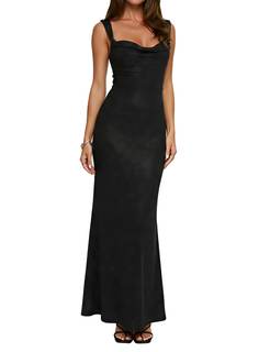 MAKABO Women's Maxi Dresses Cowl Neck Bodycon Gown Sexy Formal Sleeveless Cocktail Gala Wedding Wear