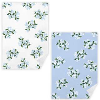 JINYO Blue Hydrangea Floral Kitchen Towels Set of 2, Farmhouse Spring Flower Dish Tea Towels for Kitchen, Blue