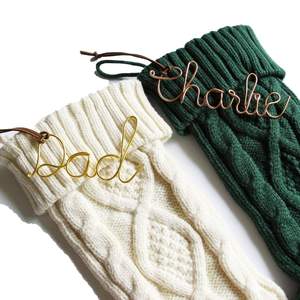 Personalized Wire Stocking Name Tags Christmas Hanging Name Gift Present Ornament Tags Pendant Decoration Cust