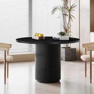 Round Dining Table Wood Kitchen Table Pedestal for Dining Room Living Room | 40" Black Room Dining Table for 4