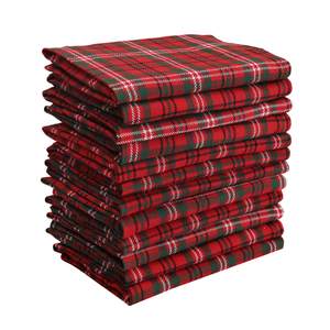 DG Collections Dinner Napkins, 100% Cotton Over Sized Kitchen Napkins, Set of 12 Pack (19 x 19 Inch) Red & Gre