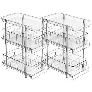 2Set 3 Tier Clear Bathroom Organizer with Dividers, Pull-Out Pantry Organization and Storage, Multi-Purpose Un