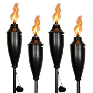 Garden Torches for Outside - Deco Home Pack of 4 Metal Garden Torches Citronella for Outdoor Ambiance - Decora