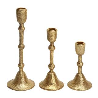 NIKKY HOME Vintage Elegant Gold Hammered Taper Candle Holders Set of 3 | Classic Decorative Resin Candlestick 