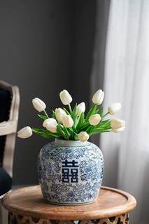 A&B Home Blue and White Ceramic Ginger Jar with Lid Ancient Chinese Oriental Style Multi Purpose 7.9" x 7.9" x