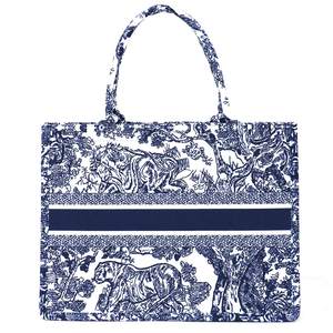FENGJINRUHUA Fashion Luxury Tote Bag Cotton Linen Handbag Large Capacity Jacquard Retro Exquisite