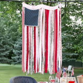 4th of July Decorations - Memorial Day Decor - 4 x 2.3 Ft Rag American Flag Banner for Home Party Supplies - F