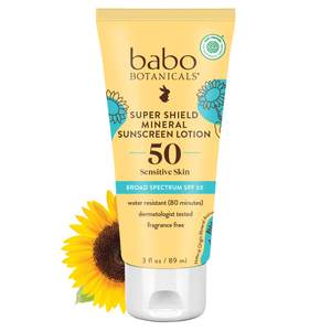 Babo Botanicals Sheer Mineral Sunscreen Lotion SPF 50 with 100% Mineral Active Ingredients for Babies, Kids or