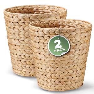 84ECO 2-Pack Wicker Trash Cans for Bathroom, Bedroom, Office - Rattan Trash Can - Decorative Waste Basket 2-Pa