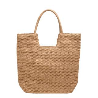 Afashor Shoulder Bags for Women Beach Chic Tote Bag Leisure Vacation Hobo Bag with Zipper Closure Khaki