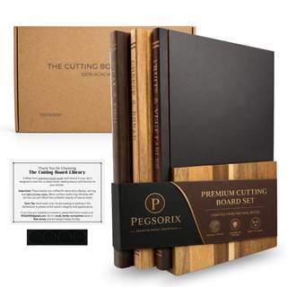The Cutting Board Library™ (Original Design) | Decorative Kitchen Board Collection Bundle with Display Stand |