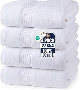 Utopia Towels Luxurious Bath Towels Set, 27x54 in, 4 Pack, Soft, White | Soft Luxurious Ring Spun Cotton Bath 