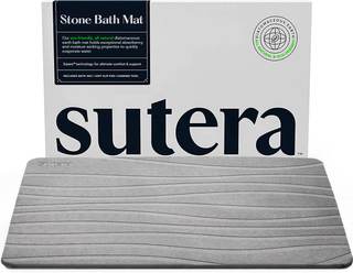 Sutera Stone Bath Mat Diatomaceous Earth Non-Slip 23.5 x 15 Gray | Super absorbent, quick-drying & easy to cle