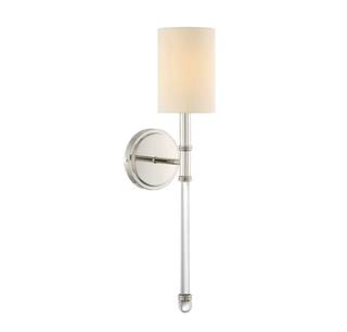 Savoy House 9-101-1-109 Fremont Traditional Soft White Glass Wall Sconce, 1-Light 60 Watt, 21" H x 5" W, Polis
