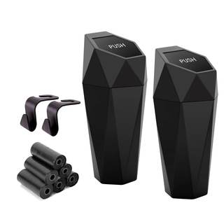 Ginsco Car Trash Can Cup Holder, 2 Pack Mini Trash Can with Lid, Car Accessories for Interior, Leakproof Small