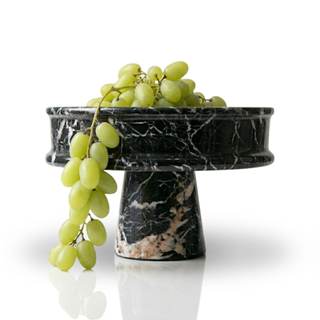 Marble Pedestal Bowl for Kitchen Counter, 10" Handcrafted Natural Stone Decorative Fruit Bowl, Catch-All Key D